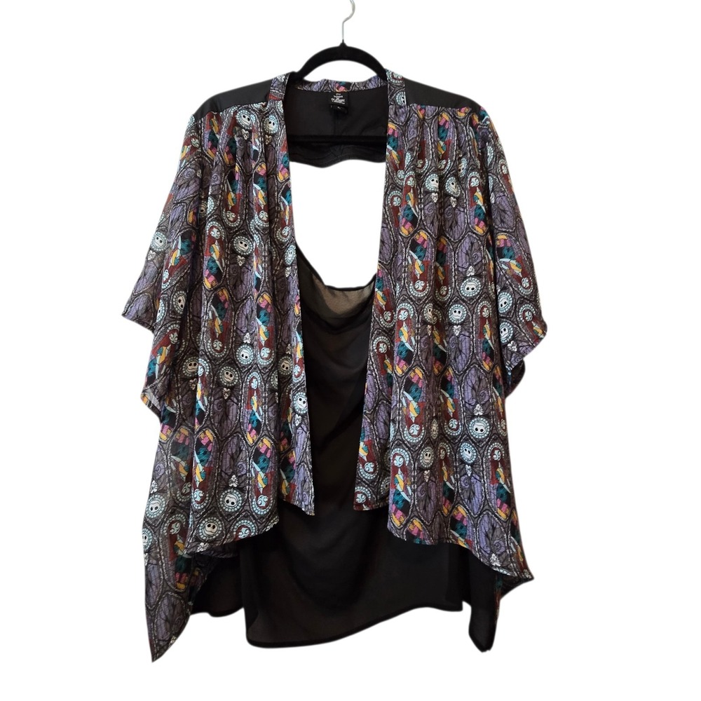 Torrid Disney Nightmare Before Christmas Waterfall Kimono Open Back Top Women XL
